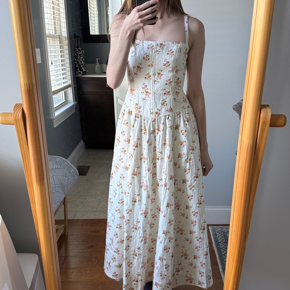Reformation Cream Floral Sundress with Pink & Peach Blossoms - Picture 5 of 5